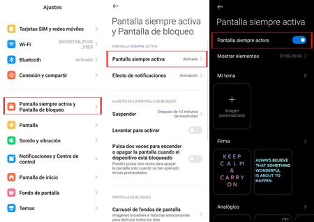 Pantalla Siempre Activa Xiaomi Miui 14