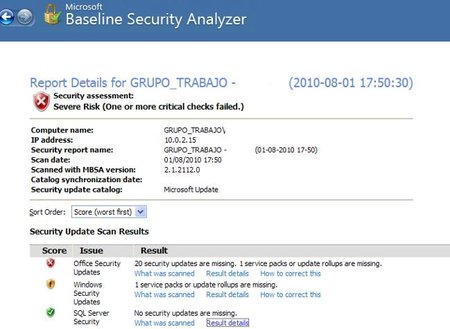 Microsoft Baseline Security Analizer, comprueba la vulnerabilidad de Windows