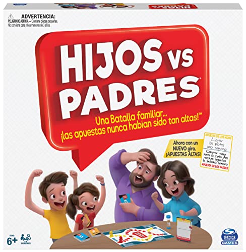Spin Master Games - Juego DE Mesa Hijos contra Padres: Divertidas Pruebas y Preguntas para Toda la Familia, 2-6 Jugadores - 6065093 - Juegos de Mesa Niños 6 años + - Regalo Niño 6 años +