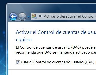 Desactivar Control de Cuentas de Usuario UAC