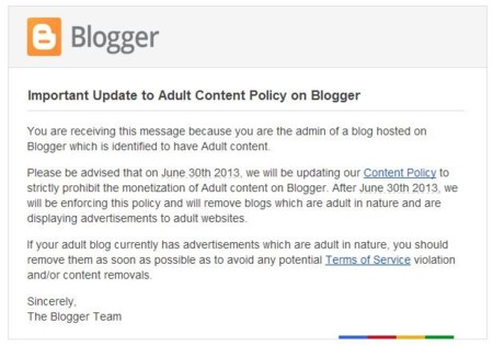 Blogger dice NO a los blogs con contenido para adultos que tengan anuncios