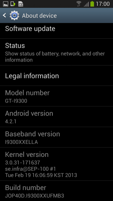 Android 4.2.1 en el Samsung Galaxy S III
