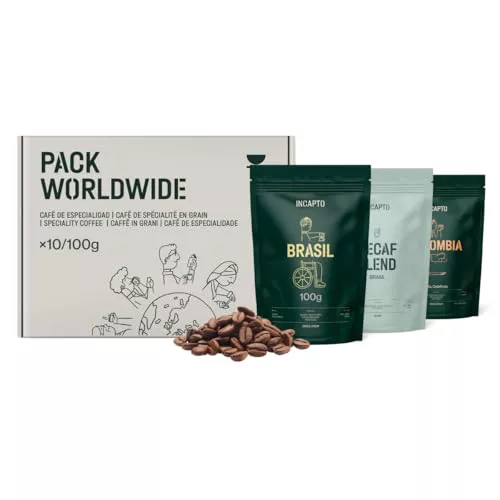 Incapto Pack Café Degustación de 10 Cafés del Mundo | Café de Especialidad - Specialty Coffee | Arábica 100% | Tueste Natural y Artesanal | Ideal para Regalar café | 10 paquetes de 100g