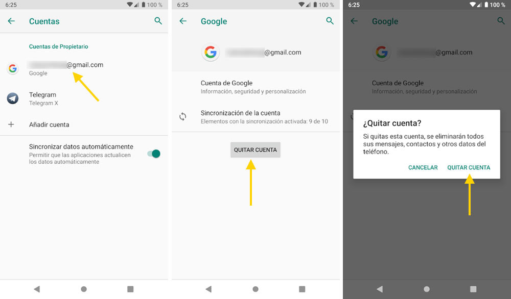 Cómo quitar una cuenta de Google de un móvil Android