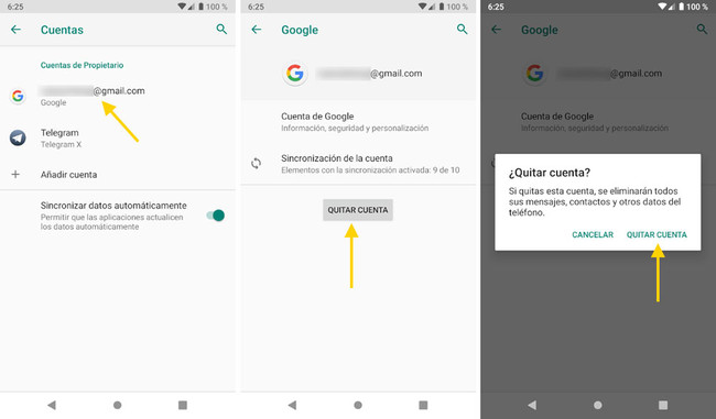 Cómo quitar una cuenta de Google de un móvil Android