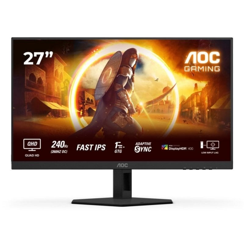 AOC Q27G4ZR 27 Gaming Monitor" QHD Fast IPS 240Hz Overclockable 260Hz 1ms HDR400 Speakers