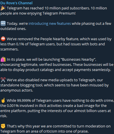 Telegram Actualización