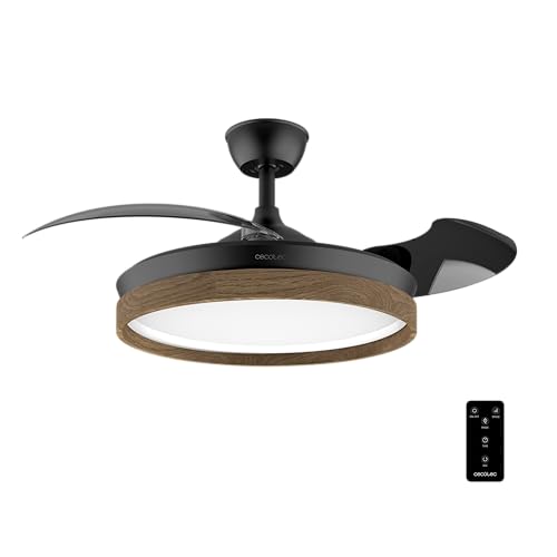 Cecotec Ventilador de Techo con Luz Energysilence Aero 4320 Invisible Wood&Black