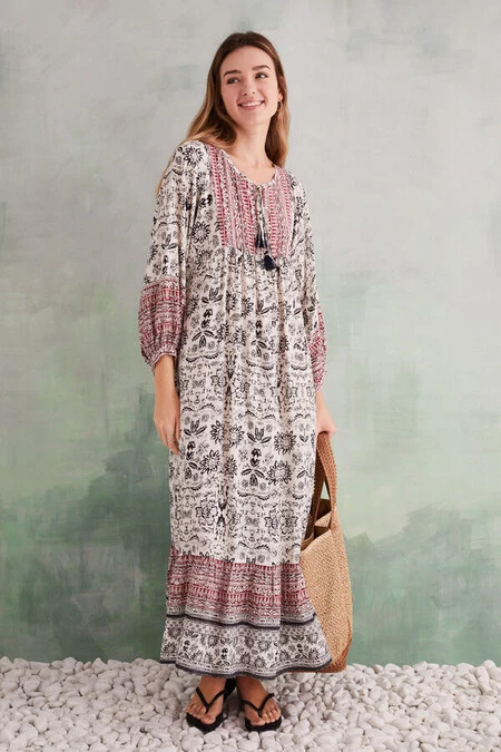 Vestido largo estampado boho