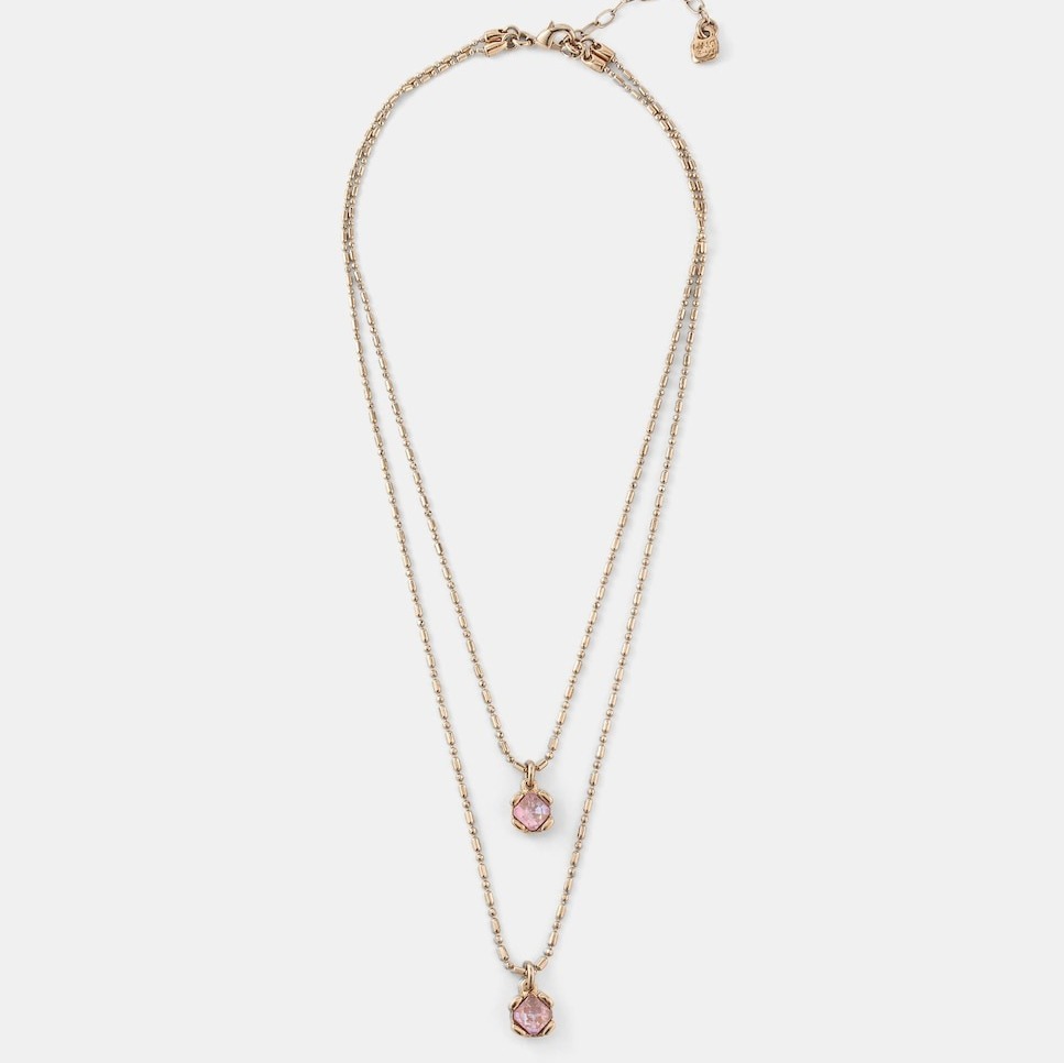 UNO de 50 - Collar rosa bañado en oro 18k con doble cadena.