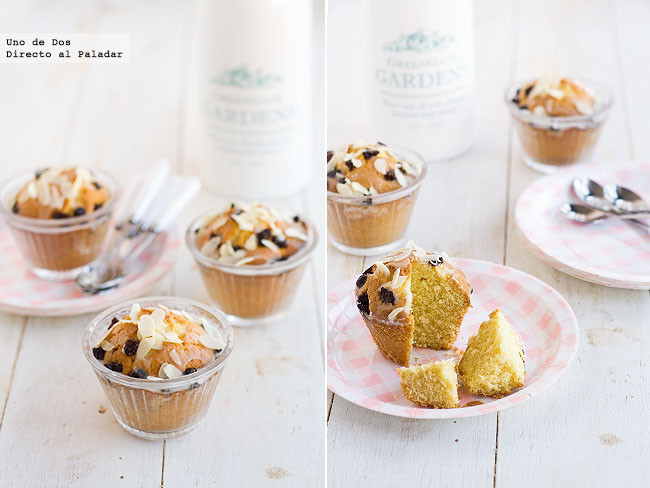 Receta de magdalenas de cerezas en vasito, para una presentación original