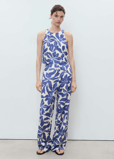 pantalón mezcla lino estampado