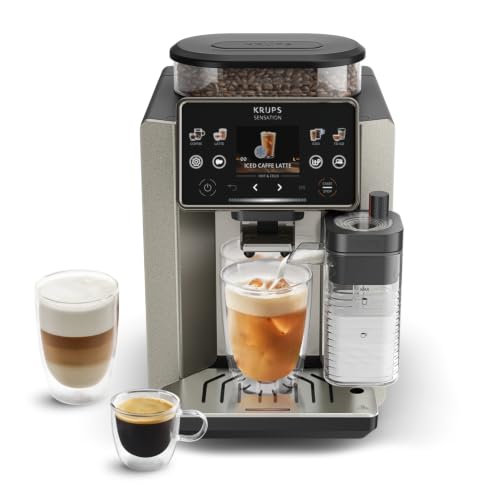 Krups Sensation Elite Hot&Cold, Cafetera Superautomática, 24 Recetas, Jarra de Leche, Milk Maestro, Cold Brew Aroma, Plata, EA917EE0