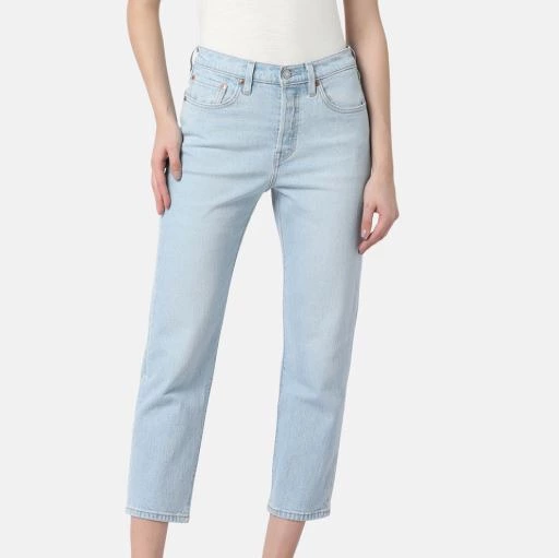 Vaquero recto 501 Crop de mujer tiro medio Azul claro Levi's


