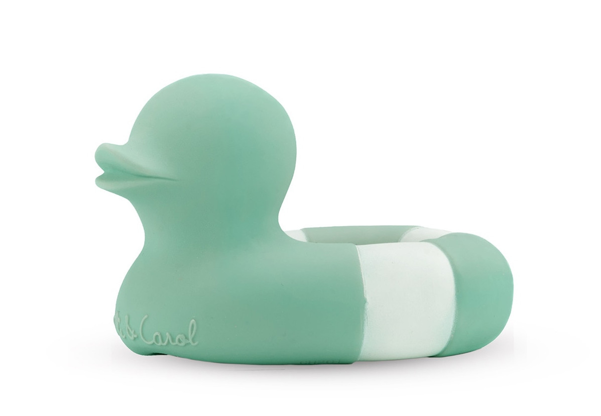 Mordedor y Juguete de Baño Oli&Carol Flo the Floatie Pato blanco/verde menta