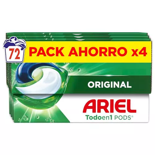 Ariel PODs Todo en 1 Detergente en Cápsulas Original, Elimina Manchas y Olores en 1 Lavado, 72 Cápsulas