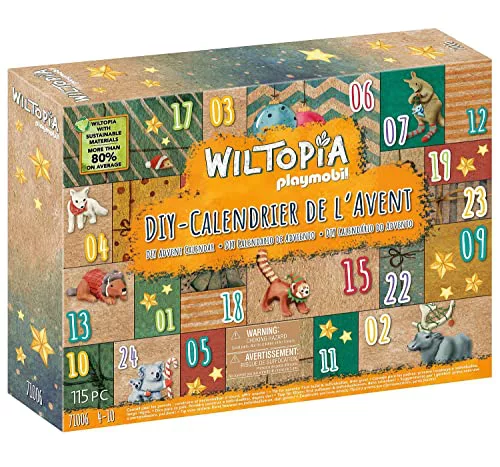 PLAYMOBIL Wiltopia 71006 DIY Calendario de Adviento para niños, Viaje de animales alrededor del mundo, Incluye 23 figuras de animales de todo el mundo, Juguete sostenible para niños a partir de 4 años