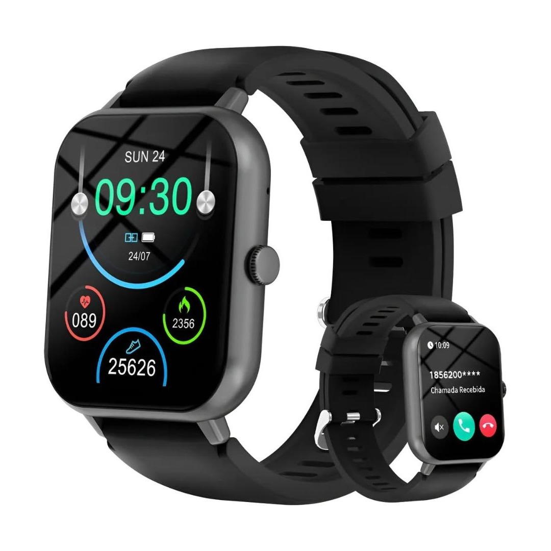 Bettdow SmartWatch, relogio smartwatch com 1.83" Ecrã tátil, à prova d'água IP67, Recebimento de Notificações; com 100+ Modos Esportivos Faz e Recebe Ligações (Preto)