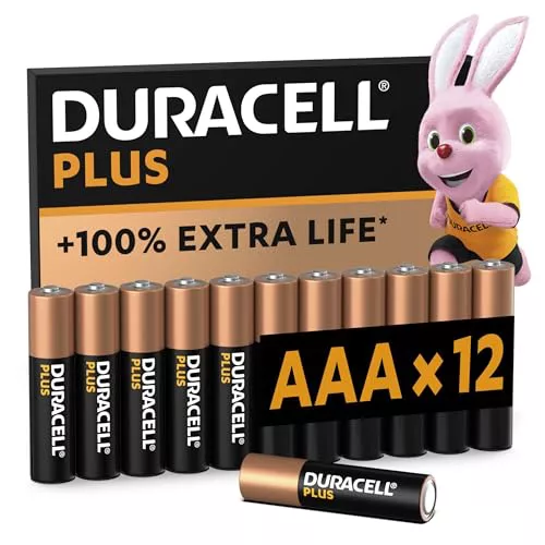 Duracell Plus pilas alcalinas AAA (paquete de 12), 1,5 V, LR03 MN2400