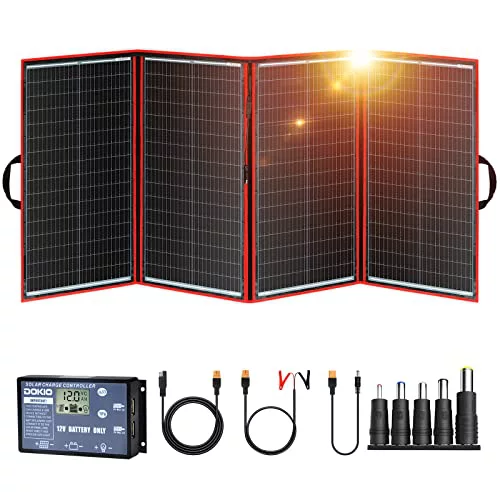 DOKIO Kit Panel Solar Plegable 300W 12V monocristalino portátil, plegable, imermeable