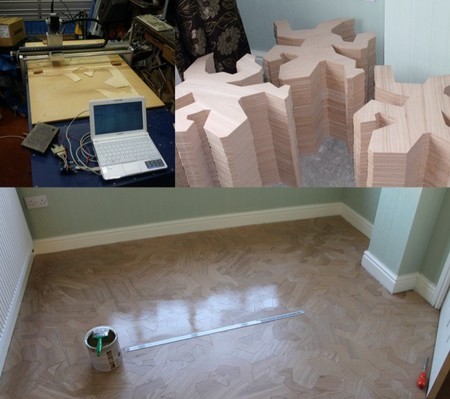Un parquet inspirado en Escher y fabricado en casa