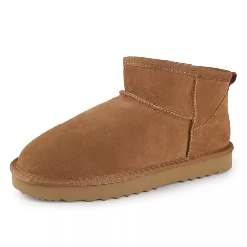 riemot Botas Mujer CláSicas Botas Nieve Piel AutéNtica Gamuza Calidez Interior Peludo Botines Mujer Ocio Diario Casual FáCil De Combinar Urbanas Zapatos Invierno, 37 EU