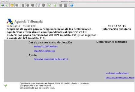 Programa Módulos 2011: disponible en la web de la AEAT