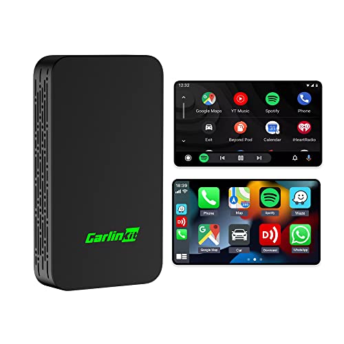 Carlinkit Adaptador inalámbrico 5.0 CarPlay y Android Auto 2 en 1, para coches con cable Apple CarPlay o Android Auto con cable, (año de modelo: 2017 a 2024), compatible con asistente de voz