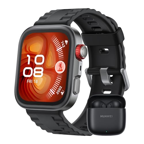HUAWEI Watch FIT 4 Pro Smartwatch, + Freebuds SE 2 Negro, Cristal de Zafiro y Titanio, Brillo máximo de 3.000 nits, Pago por NFC, Dual –Band GPS, ECG, Deportes al Aire Libre