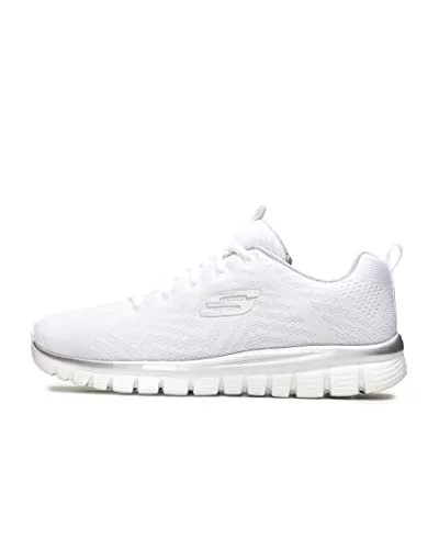 Skechers Graceful Get Connected Regular, Zapatillas Mujer, White Silver, 36 EU