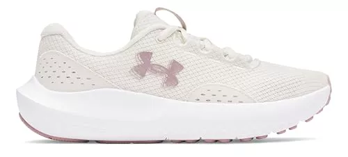Under Armour UA W Charged Surge 4, Zapatillas de Deporte para Mujer, Blanco Sucio Rosa, 40.5 EU