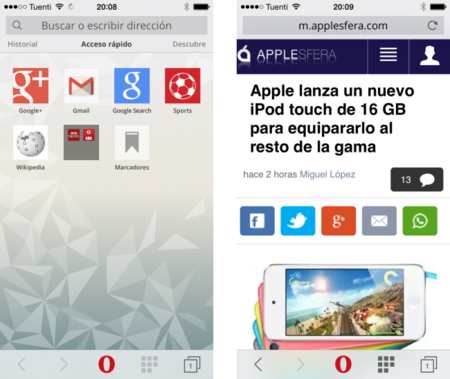 Así es Opera Mini 8, el nuevo intento de Opera para tener presencia en iOS
