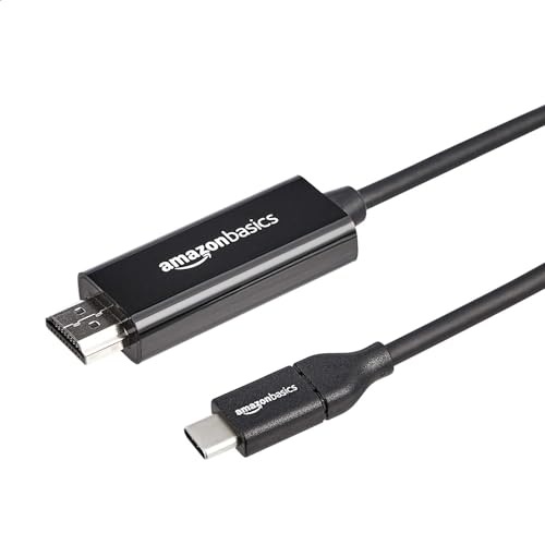 Amazon Basics - Cable adaptador de USB-C (fuente) a HDMI (pantalla), compatible con Thunderbolt 3, 4K a 30 Hz, 1.82 m, negro
