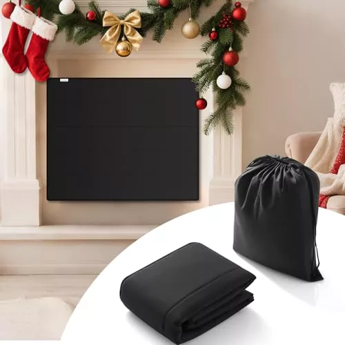 PAWBOSE Cubierta magnética para chimenea, evita la pérdida de calor y mantiene las corrientes de aire fuera con 12 imanes fuertes integrados para marco de chimenea de hierro, 39 x 32 pulgadas