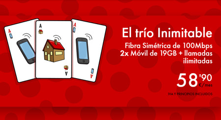 Pepephone rebaja el precio de Trío Inimitable, su tarifa con fibra y dos líneas de 19GB