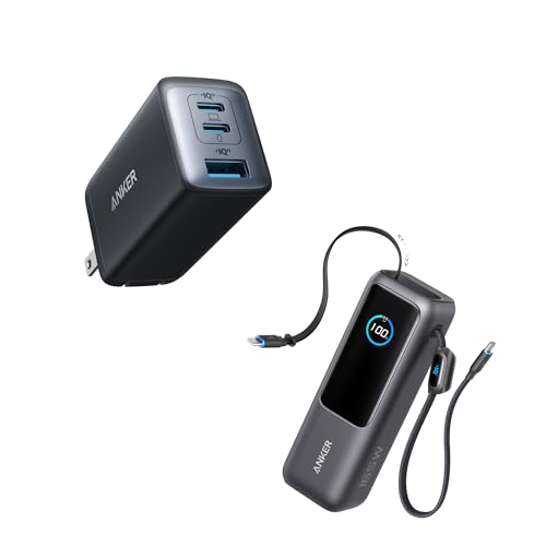 Anker Power Bank 25000mAh 165W con Cables Integrados + Cargador USB C 65W 