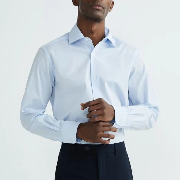 Camisa de vestir hombre regular algodón lisa
