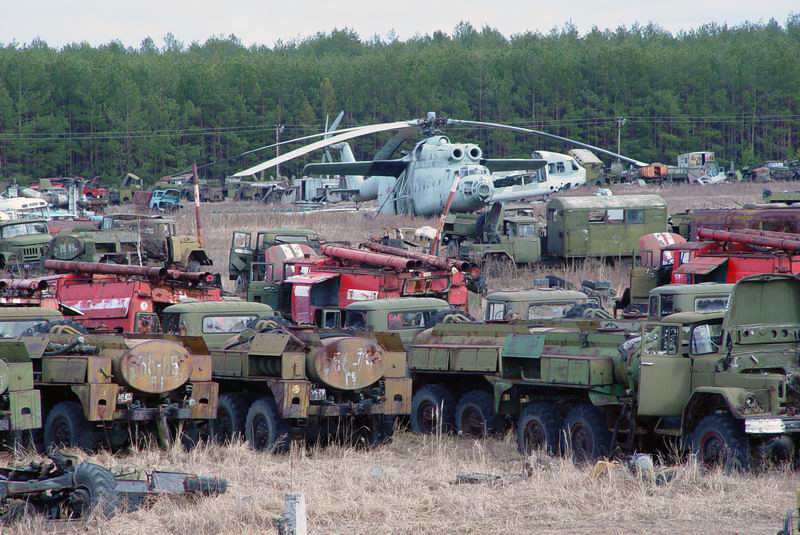 Vehículos radioactivos en Chernobyl