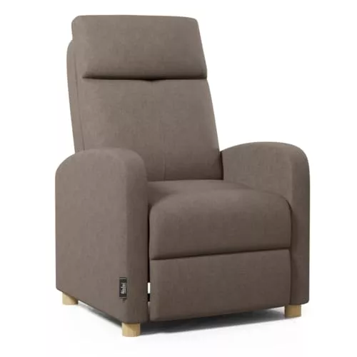 ZZ DON DESCANSO - Sillon Relax Reclinable Tela Verona (63x74x105cm). Sillón Reclinable Compacto con Reposapiés, Apertura Push, 2 Posiciones y Posición Cero, Butaca Reclinable hasta 160º (Marrón)