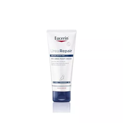 Eucerin UreaRepair Crema de Pies 10% Urea (100 ml), hidratación 48 h para pie, talones y callos, alivio inmediato de la presión, crema para pies secos y agrietados con ceramidas