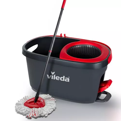 Vileda Turbo Set de Fregona con Cubo y Escurridor Giratorio Activado con Pedal 