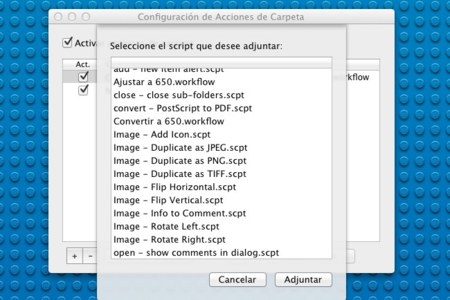 Seleccionando el script a asignar a la Carpeta seleccionada