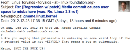 Rapapolvos público de Linus Torvalds a un committer del kernel Linux