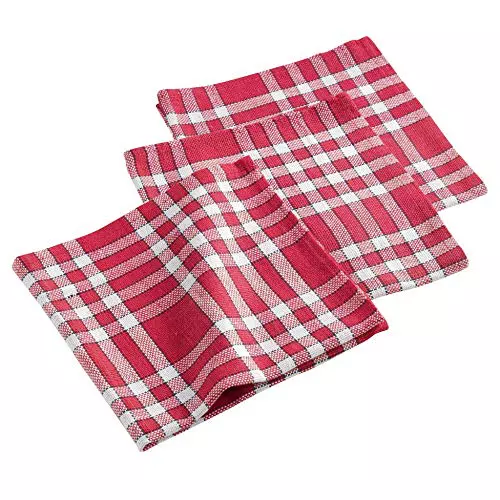 Douceur d'intérieur Traditio - Servilletas de Mesa, algodón, Rojo, Juego de 3, 45 x 45 cm