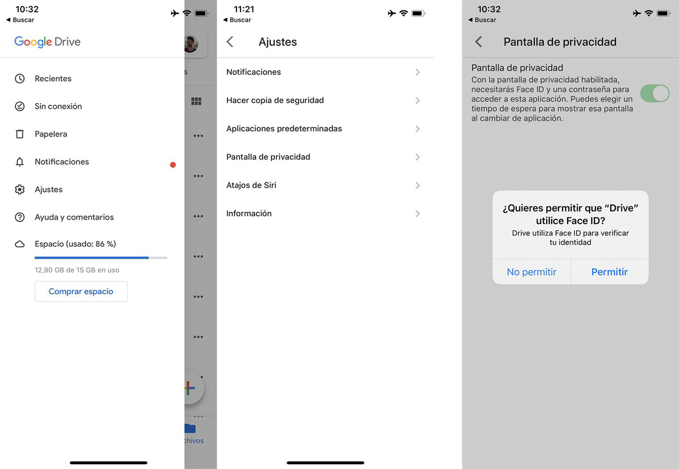 Google Drive ya es compatible con Face ID y Touch ID así puedes
