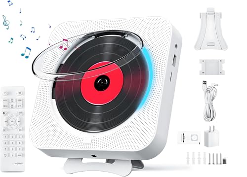 ECYWE CD Player Portátil Bluetooth,Reproductor de CD Montaje en Pared con Control Remoto