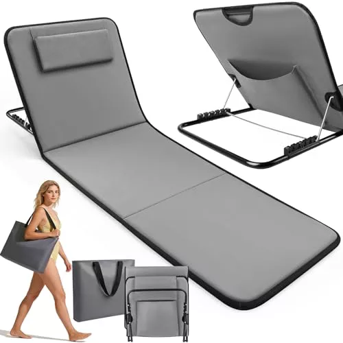 Cheffery Tumbona Plegable Reclinable, Tumbona de Playa Plegable y Ligera