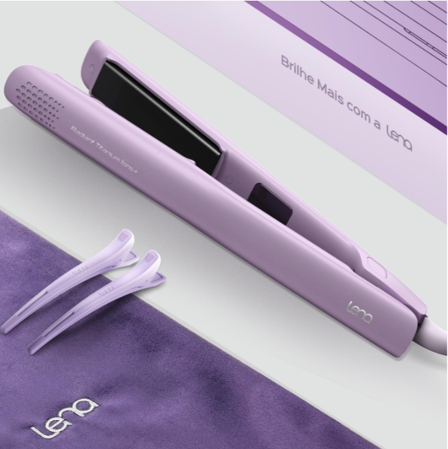 Prancha de Cabelo | Chapinha LENA Radiant Titanium Íons+ | Placas Flutuantes | 5 Temperaturas | Bivolt | Desligamento Automático
