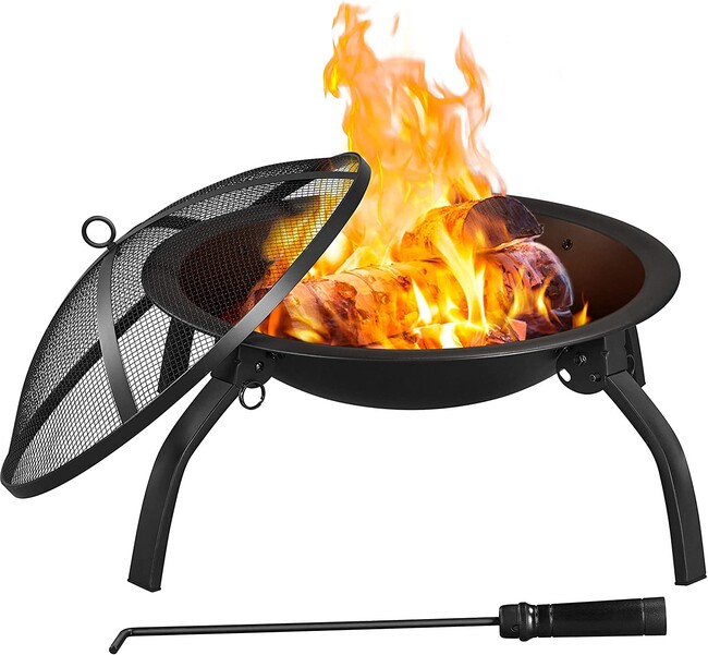 Brasero De Jardín Wisconsin 80 Cm - Hoguera Exterior Para Terrazas, Camping O Balcón - Acero Robusto, Duradero Y Fácil De Transportar