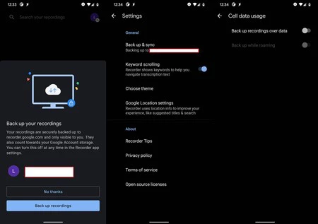 新しいバックアップ オプションがレコーダーでどのように表示されるか。 XDA 開発者からの画像